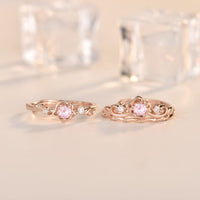 Pink Plum Blossom Adjustable Stacker Ring, 925 Sterling Silver