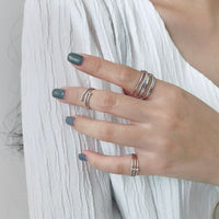 Simple Cross and Hollow Heart Adjustable 925 Sterling Silver Ring