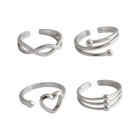 Simple Cross and Hollow Heart Adjustable 925 Sterling Silver Ring
