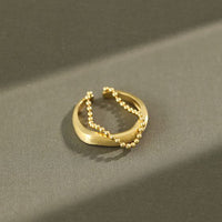 Double Layer Beaded Chain 925 Sterling Silver Adjustable Ring