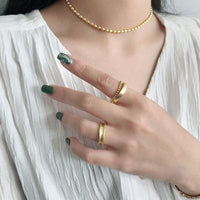 Double Layer Beaded Chain 925 Sterling Silver Adjustable Ring