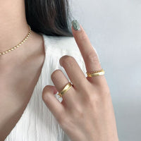 Double Layer Beaded Chain 925 Sterling Silver Adjustable Ring