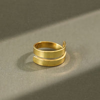 Wide Double-Layer 925 Sterling Silver Adjustable Ring