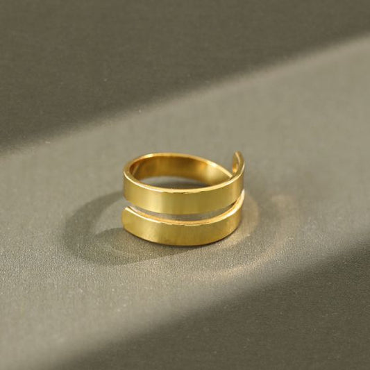 Wide Double-Layer 925 Sterling Silver Adjustable Ring