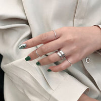 Wide Double-Layer 925 Sterling Silver Adjustable Ring