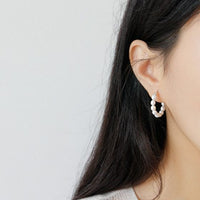 Natural Pearl Circle Sterling Silver Hoop Earrings