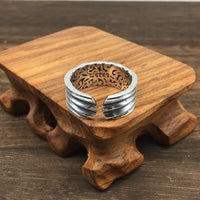 Vintage Irregular Triangle Eye Sterling Silver Adjustable Ring