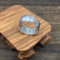 Vintage Irregular Triangle Eye Sterling Silver Adjustable Ring