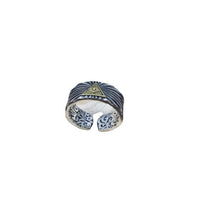 Vintage Irregular Triangle Eye Sterling Silver Adjustable Ring