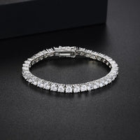 Men's Round Crystal 925 Sterling Silver Bracelet