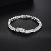 Men's Round Crystal 925 Sterling Silver Bracelet