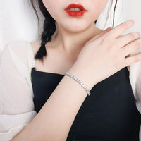 Men's Round Crystal 925 Sterling Silver Bracelet