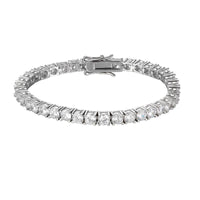 Men's Round Crystal 925 Sterling Silver Bracelet