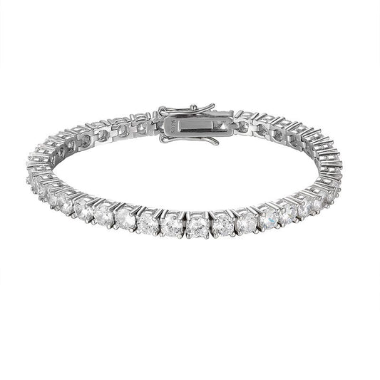 Men's Round CZ 925 Sterling Silver Bracelet
