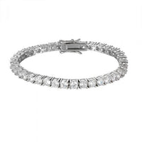 Men's Round Crystal 925 Sterling Silver Bracelet