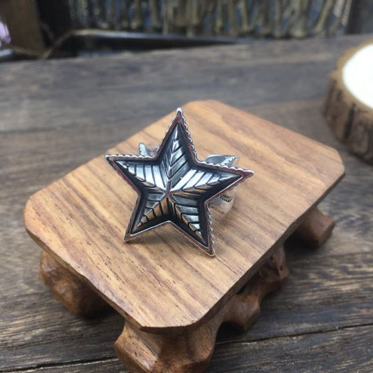 Vintage Star 925 Sterling Silver Adjustable Ring