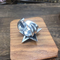 Vintage Star 925 Sterling Silver Adjustable Ring