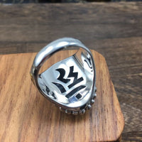 Vintage Chinese God Portrait Sterling Silver Adjustable Ring
