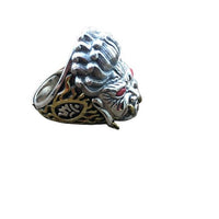 Vintage Chinese God Portrait Sterling Silver Adjustable Ring