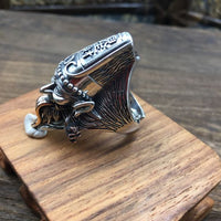 Vintage Wealth God Portrait 925 Sterling Silver Adjustable Ring