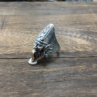 Vintage Wealth God Portrait 925 Sterling Silver Adjustable Ring