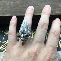 Vintage Wealth God Portrait 925 Sterling Silver Adjustable Ring