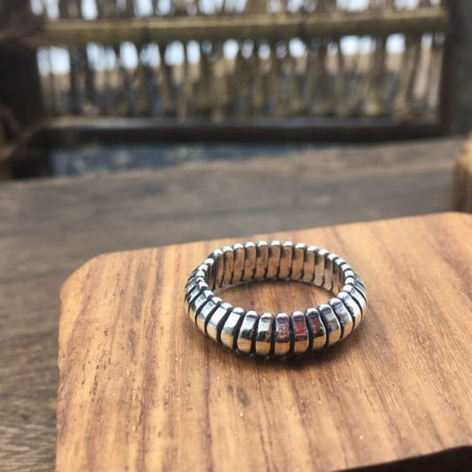 Vintage Snake Chain Adjustable Ring 925 Sterling Silver