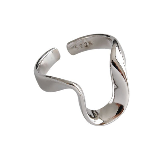 Twisted U-Shape Adjustable 925 Sterling Silver Ring