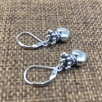 Vintage Crown Heart Leverback Earring (Single) 925 Sterling Silver