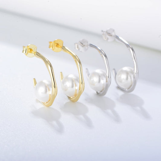 Sterling Silver Natural Pearl Statement Earrings