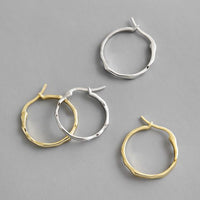 Irregular Circle 925 Sterling Silver Hoop Earrings