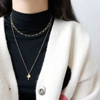 Geometry Round Cross 925 Sterling Silver Necklace