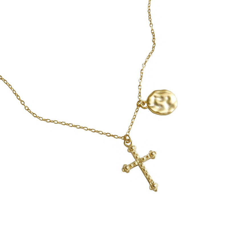 Geometry Round Cross 925 Sterling Silver Necklace