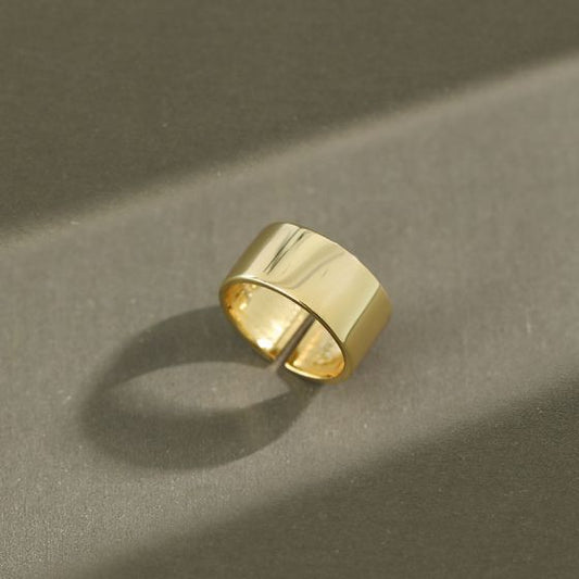 Minimalist Wide Smooth Adjustable 925 Sterling Silver Ring