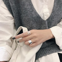 Men's Irregular Wide Geometry Sterling Silver Adjustable Ring