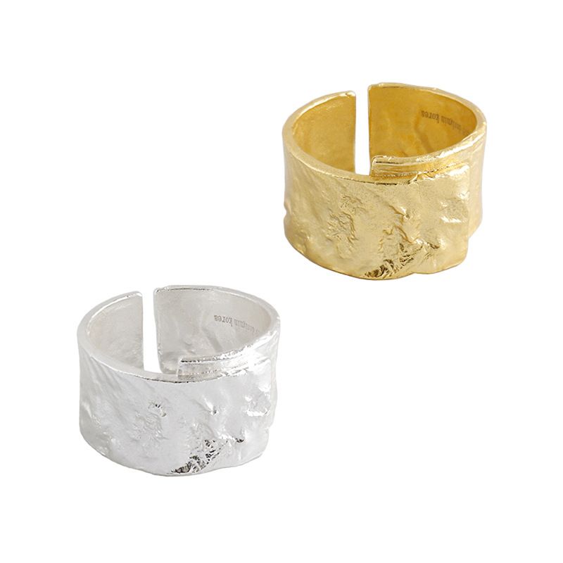 Men's Irregular Wide Geometry Sterling Silver Adjustable Ring