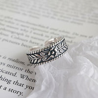 Vintage Olive Leaves 925 Sterling Silver Adjustable Ring