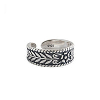 Vintage Olive Leaves 925 Sterling Silver Adjustable Ring