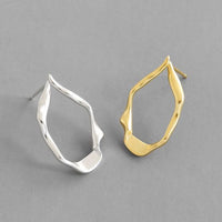 Irregular Oval Circle Sterling Silver Stud Earrings