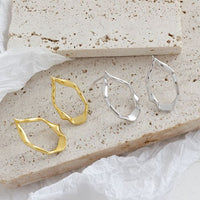Irregular Oval Circle Sterling Silver Stud Earrings