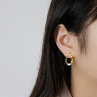 Irregular Oval Circle Sterling Silver Stud Earrings