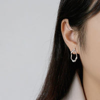 Irregular Oval Circle Sterling Silver Stud Earrings