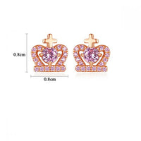 Cross Heart Crystal Crown Stud Earrings, 925 Sterling Silver
