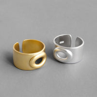 E Wide Open Mouth 925 Sterling Silver Adjustable Ring
