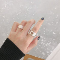 E Wide Open Mouth 925 Sterling Silver Adjustable Ring