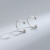 Dual Beads C-Shape 925 Sterling Silver Stud Earrings