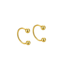 Dual Beads C-Shape 925 Sterling Silver Stud Earrings