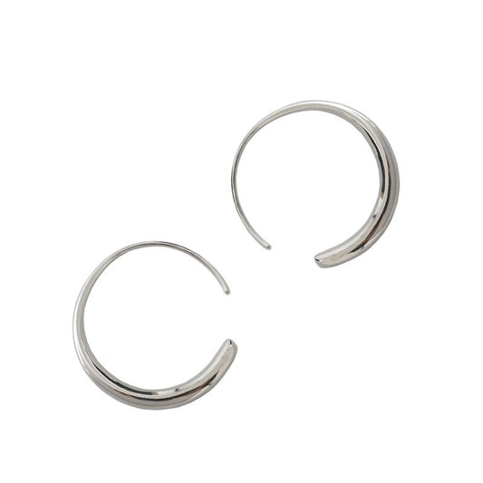 Modern O Shape 925 Sterling Silver Hoop Earrings