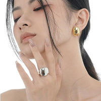 Modern Geometry Round Adjustable Sterling Silver Ring