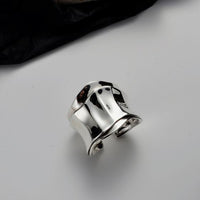 Vintage Double-Layer 925 Sterling Silver Adjustable Wide Ring